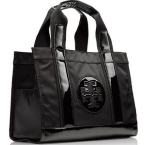 Like New Tory Burch Ella black nylon patent tote